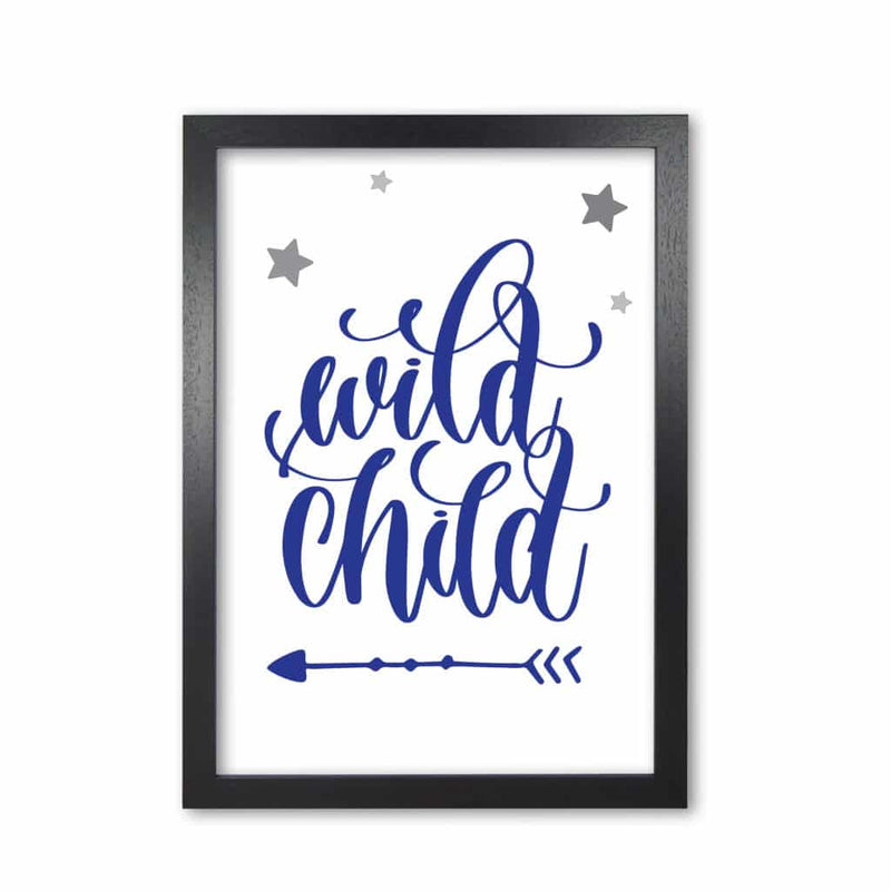 Wild child navy modern fine art print, framed childrens nursey wall art poster