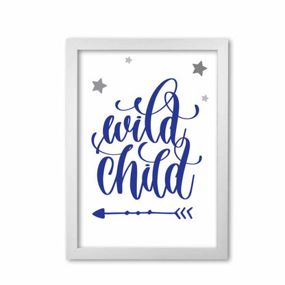 Wild child navy modern fine art print, framed childrens nursey wall art poster