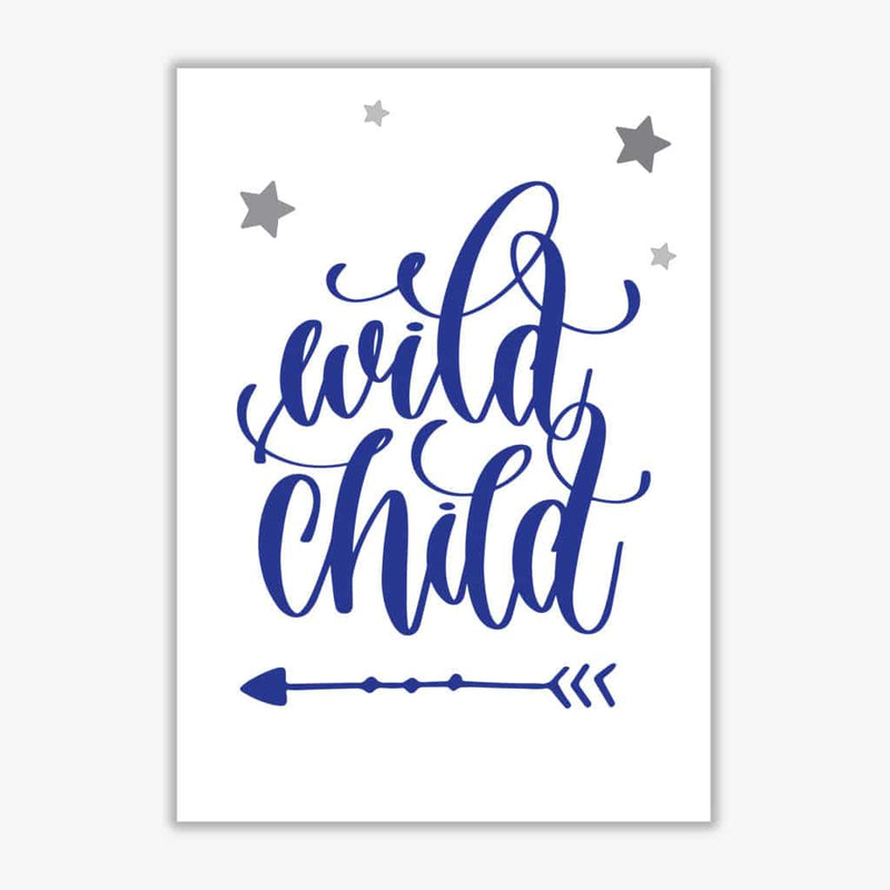 Wild child navy modern fine art print, framed childrens nursey wall art poster