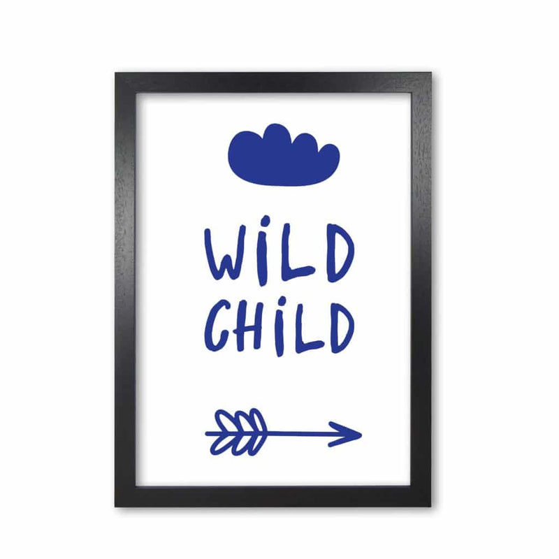 Wild child navy modern fine art print, framed childrens nursey wall art poster