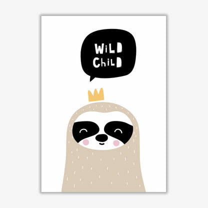 Wild child sloth modern fine art print, framed childrens nursey wall art poster