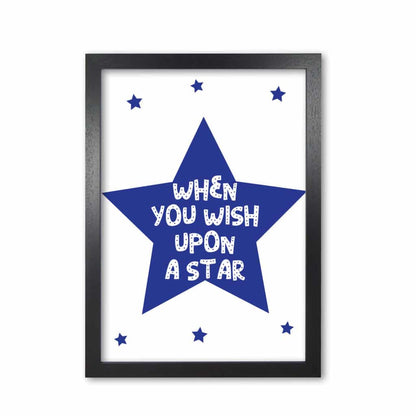 Wish upon a star navy modern fine art print, framed childrens nursey wall art poster