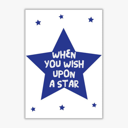 Wish upon a star navy modern fine art print, framed childrens nursey wall art poster