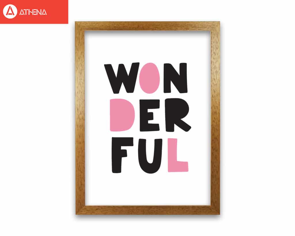 Wonderful black and pink modern fine art print, framed childrens nursey wall art poster