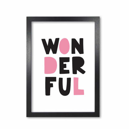 Wonderful black and pink modern fine art print, framed childrens nursey wall art poster