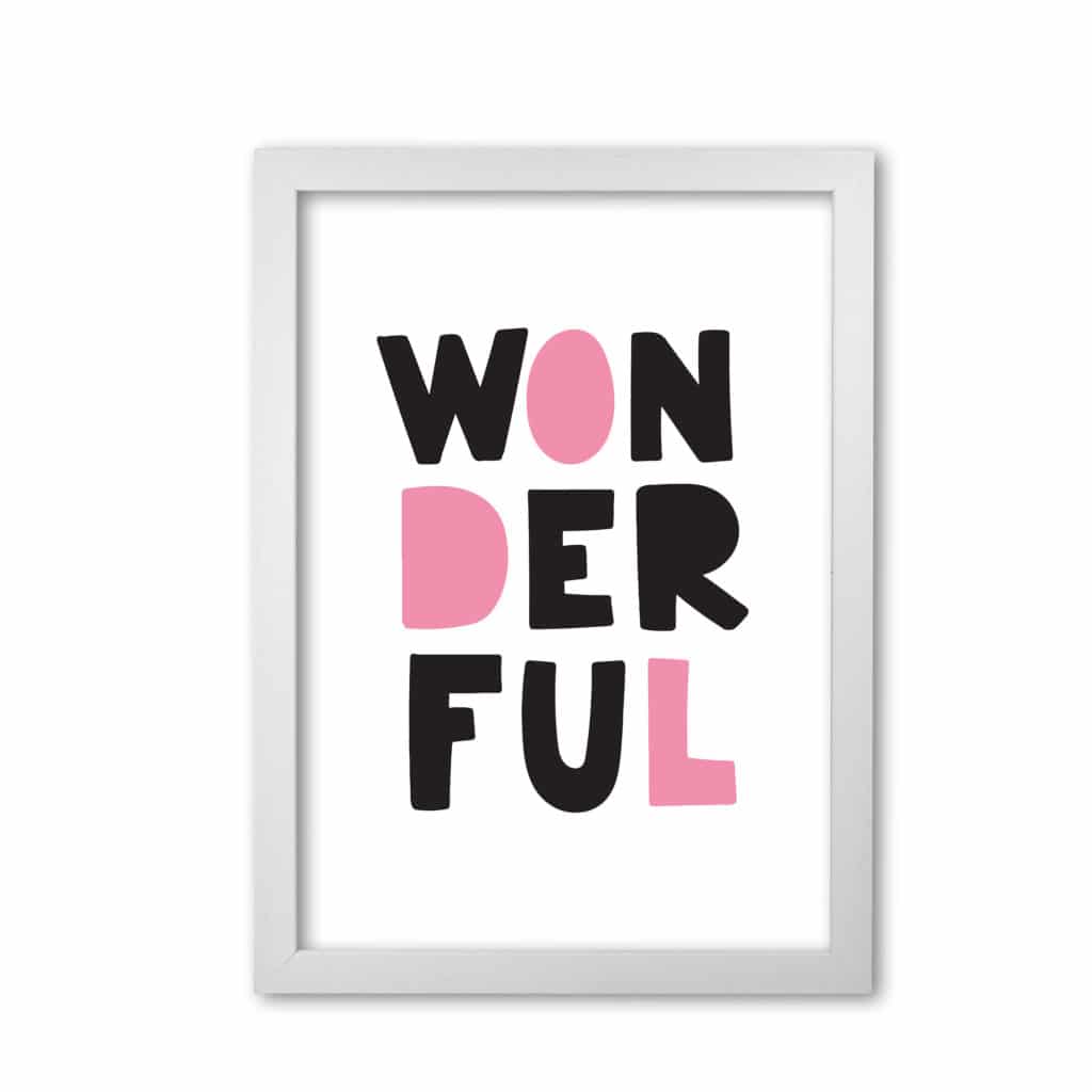 Wonderful black and pink modern fine art print, framed childrens nursey wall art poster