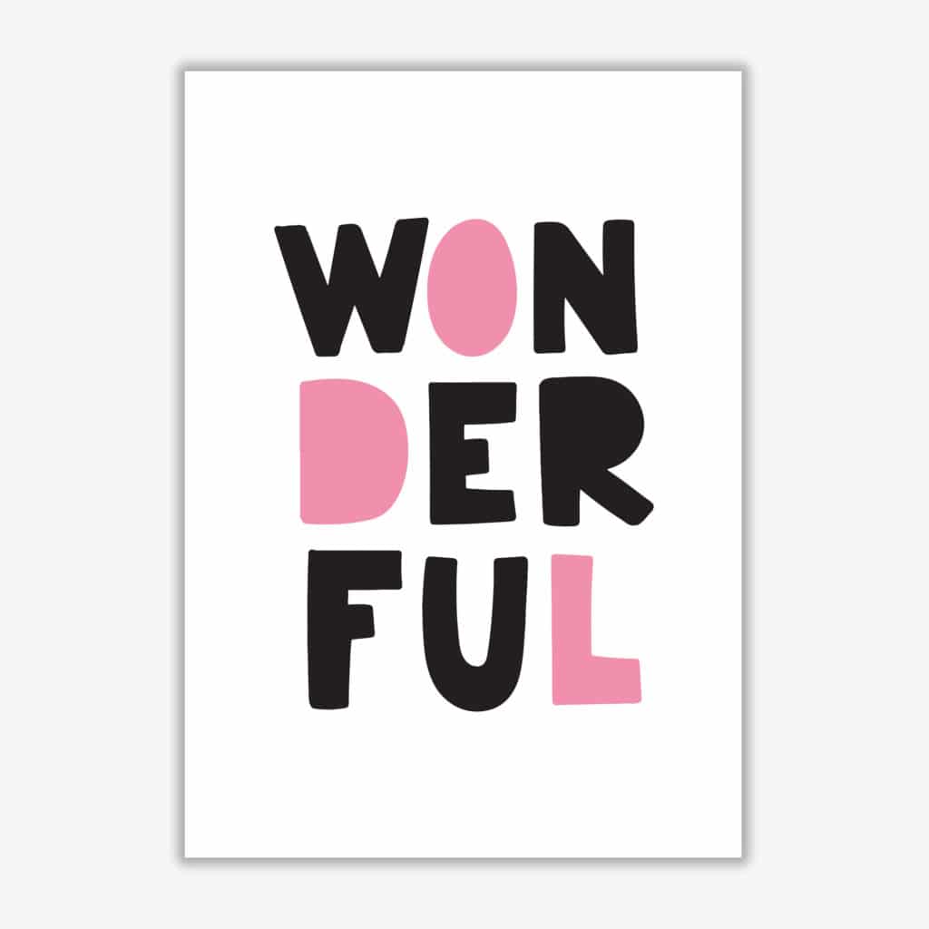 Wonderful black and pink modern fine art print, framed childrens nursey wall art poster