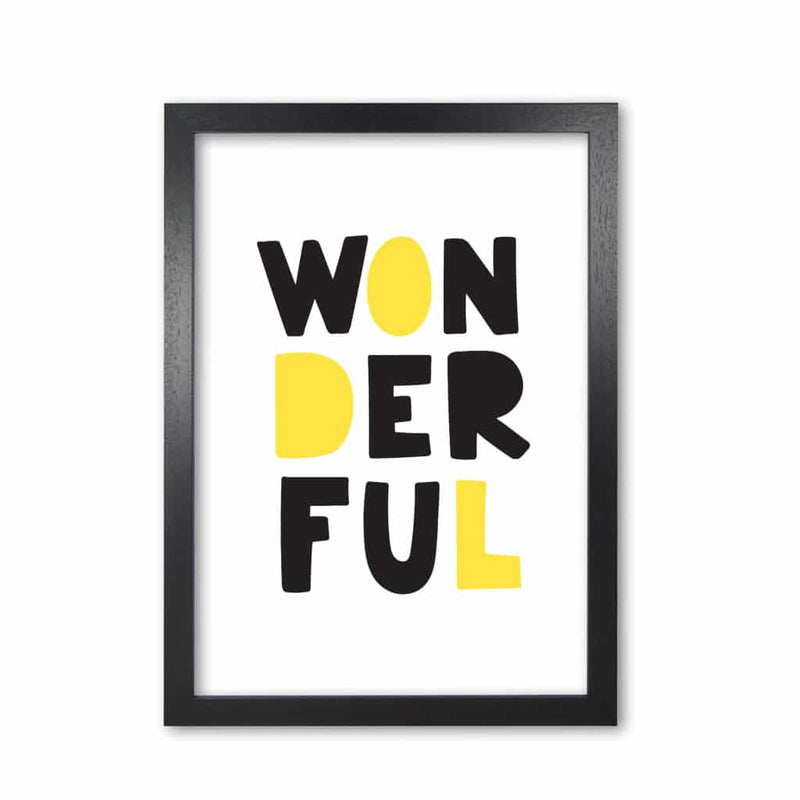 Wonderful black and yellow modern fine art print, framed childrens nursey wall art poster