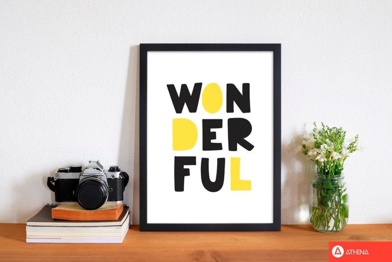 Wonderful black and yellow modern fine art print, framed childrens nursey wall art poster