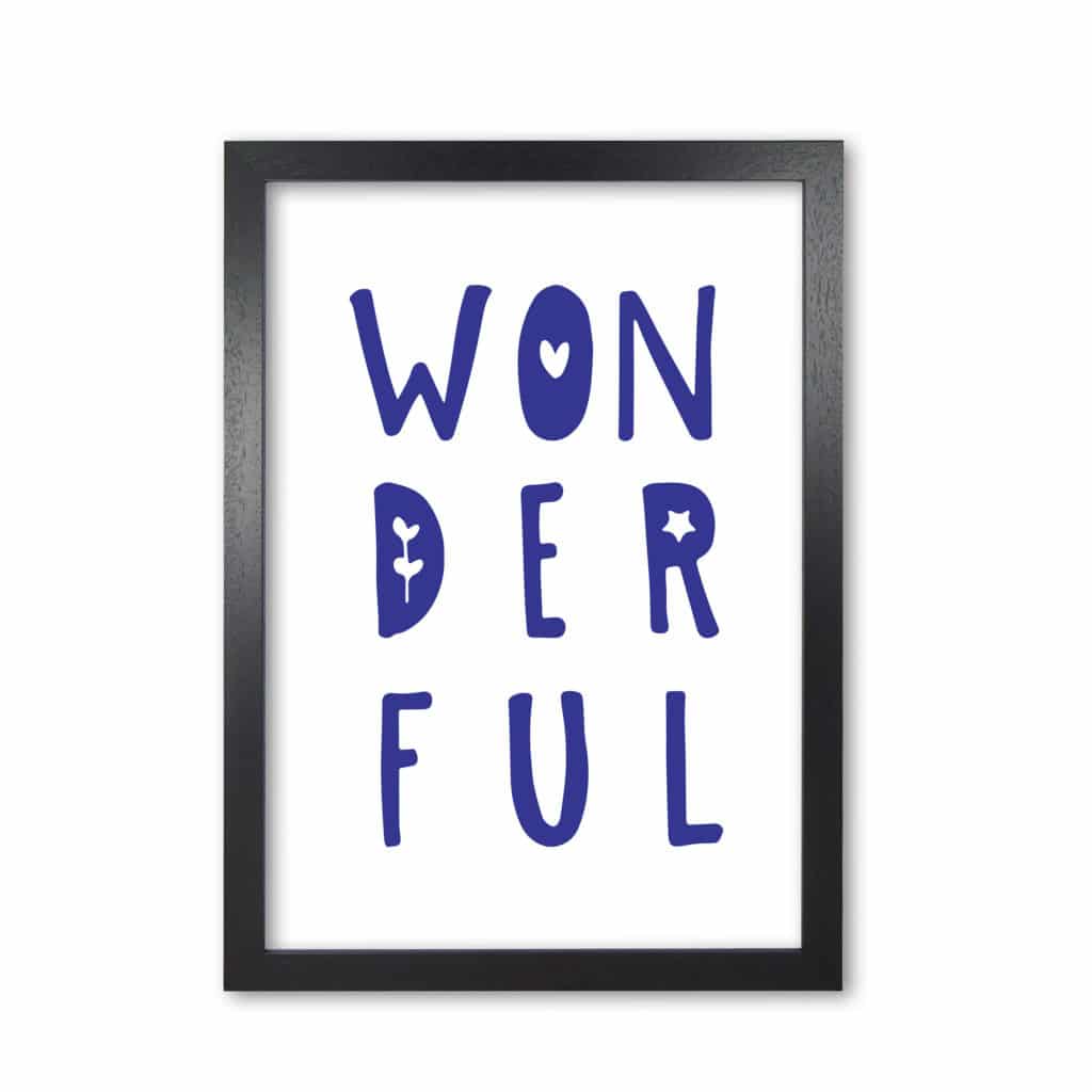 Wonderful navy modern fine art print, framed childrens nursey wall art poster