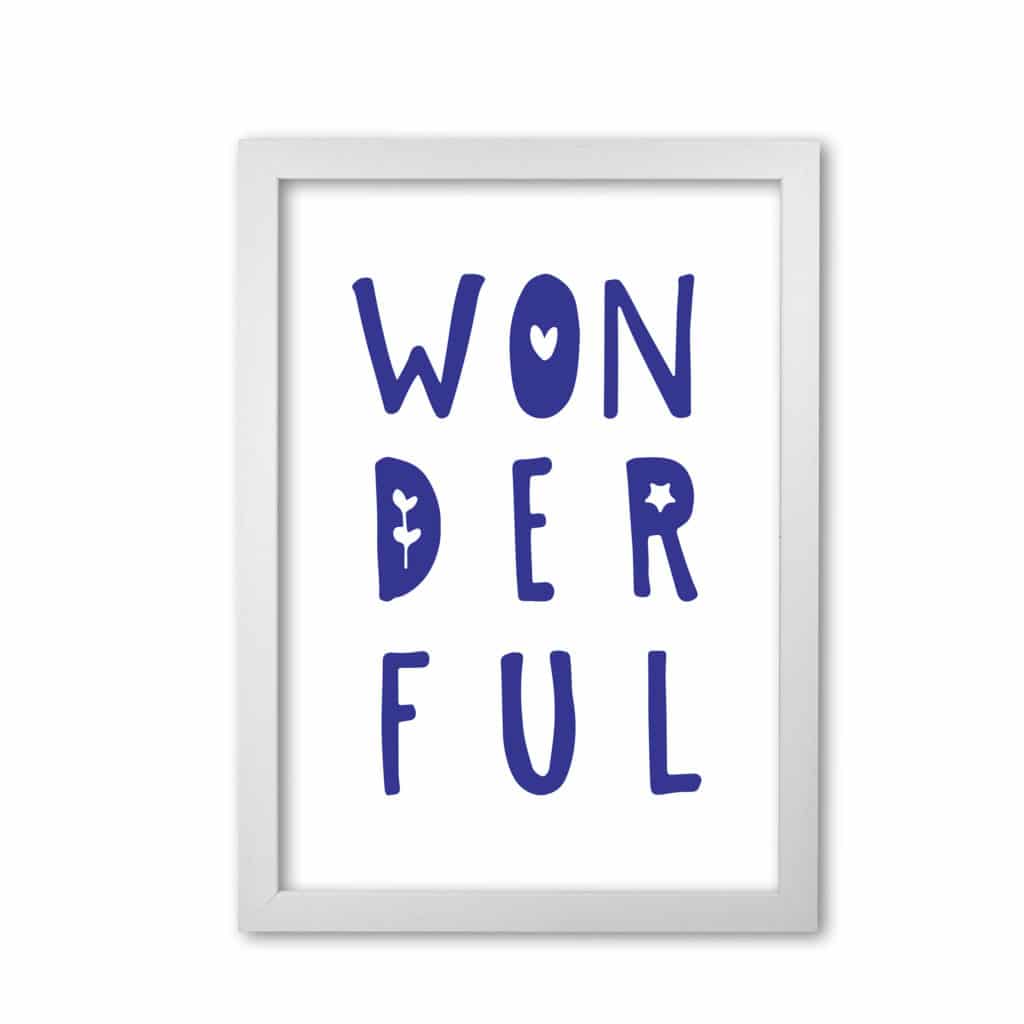 Wonderful navy modern fine art print, framed childrens nursey wall art poster