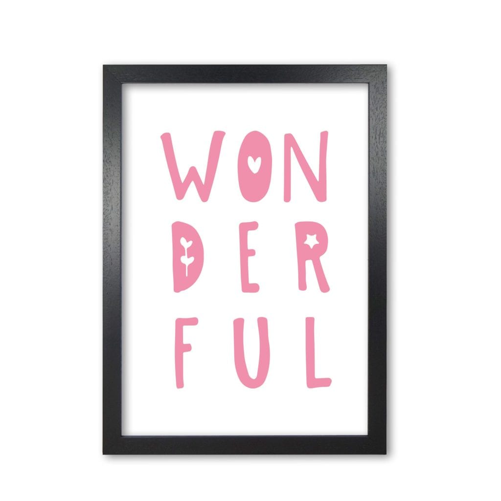 Wonderful pink modern fine art print, framed childrens nursey wall art poster