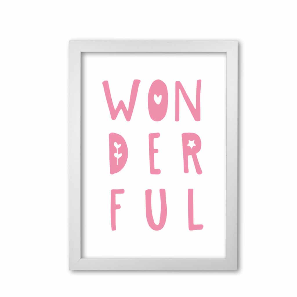 Wonderful pink modern fine art print, framed childrens nursey wall art poster