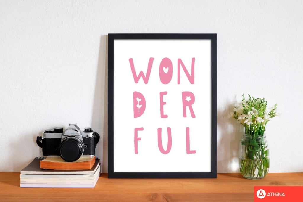 Wonderful pink modern fine art print, framed childrens nursey wall art poster