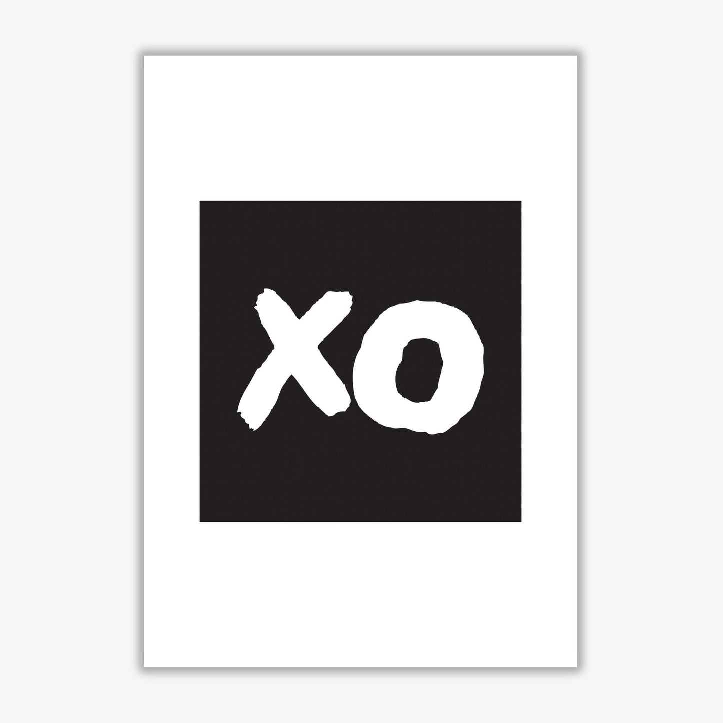 Xo black square modern fine art print