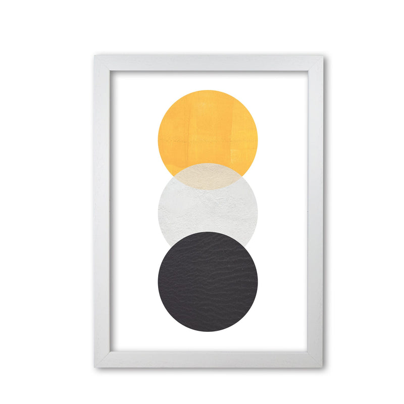 Yellow and black abstract circles modern fine art print