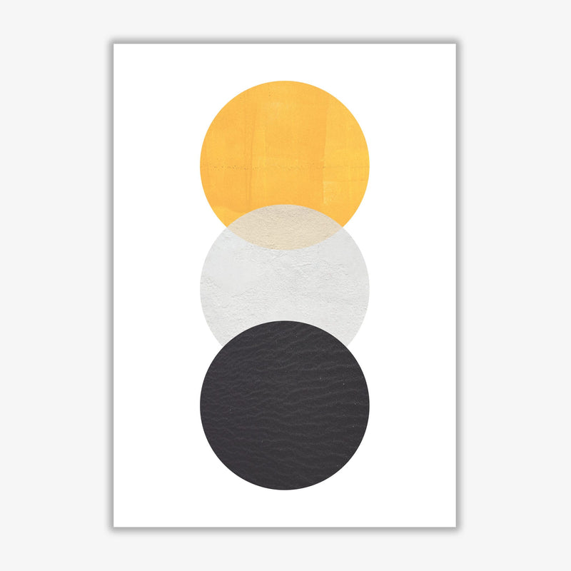 Yellow and black abstract circles modern fine art print
