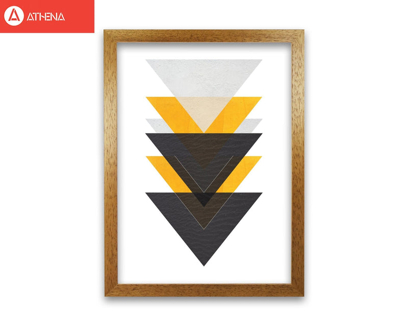 Yellow and black abstract triangles modern fine art print