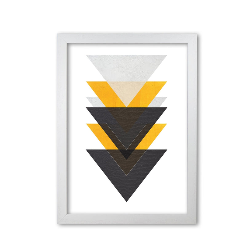 Yellow and black abstract triangles modern fine art print