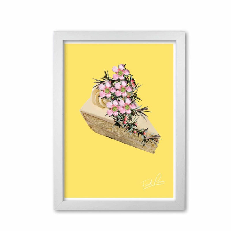 Yellow cake food porn modern fine art print, framed kitchen wall art