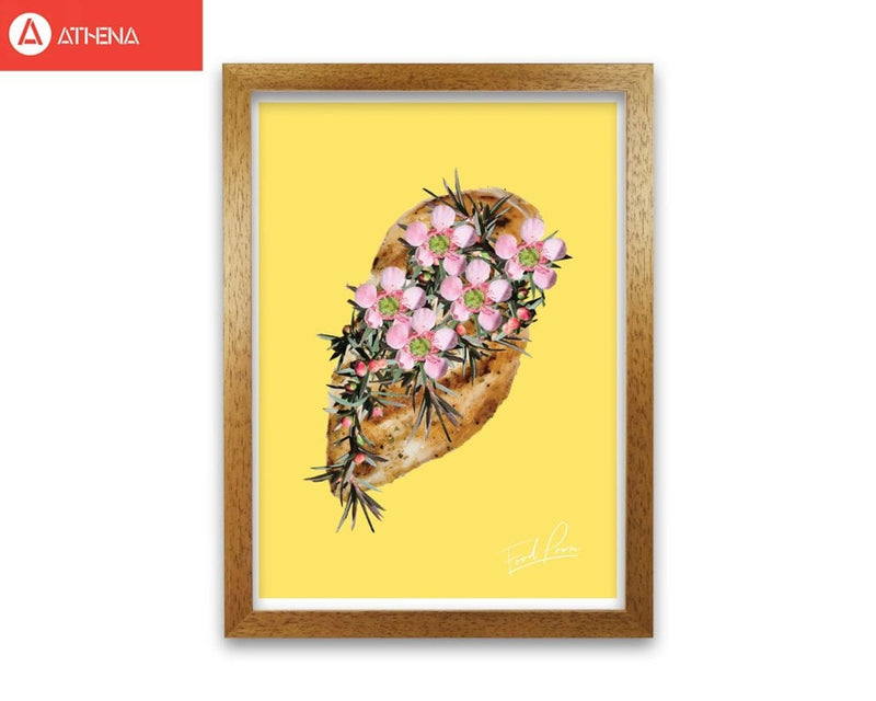 Yellow chicken food porn modern fine art print, framed kitchen wall art