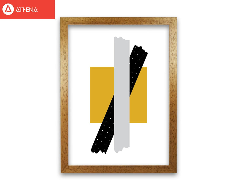 Yellow square with grey and black bow abstract modern fine art print