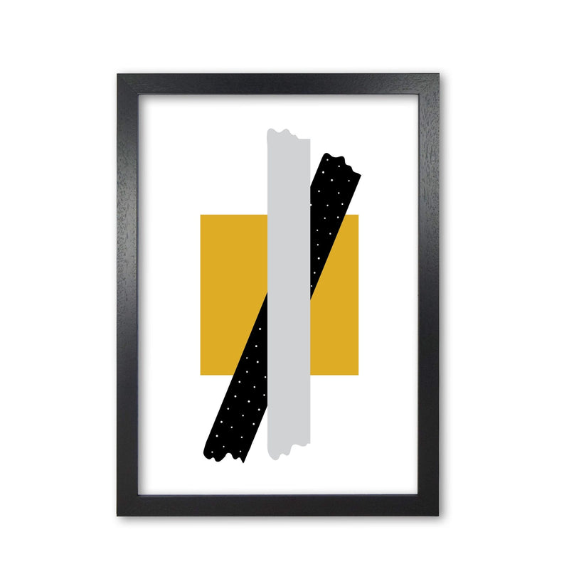 Yellow square with grey and black bow abstract modern fine art print