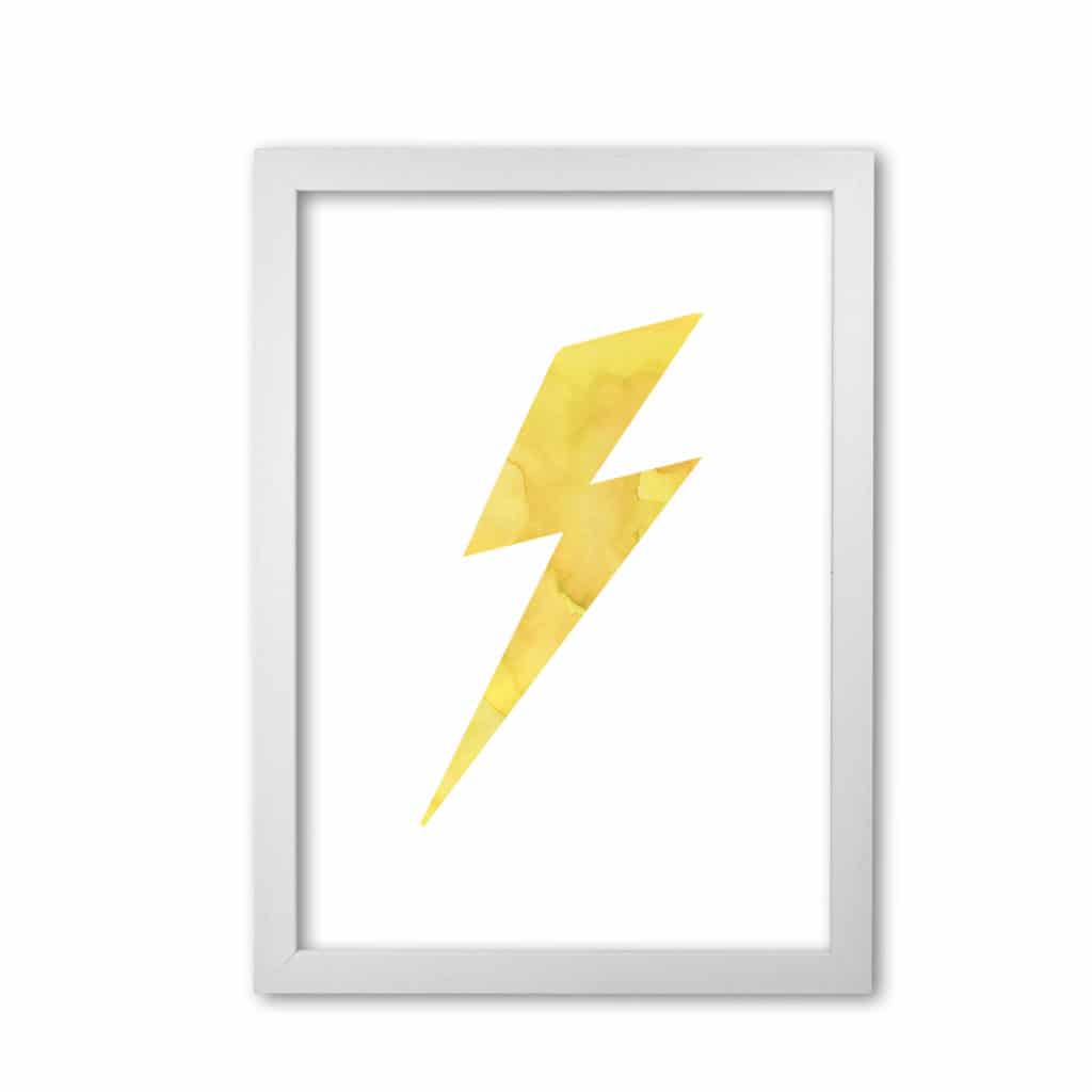 Yellow thunderbolt watercolour modern fine art print