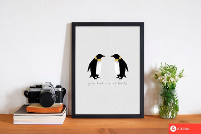 You had me at hello penguin quote fine art print by orara studio